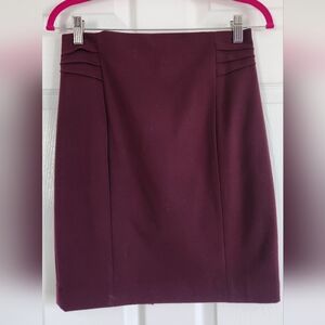 Express Maroon Pencil Skirt with Waist Pleat Detail